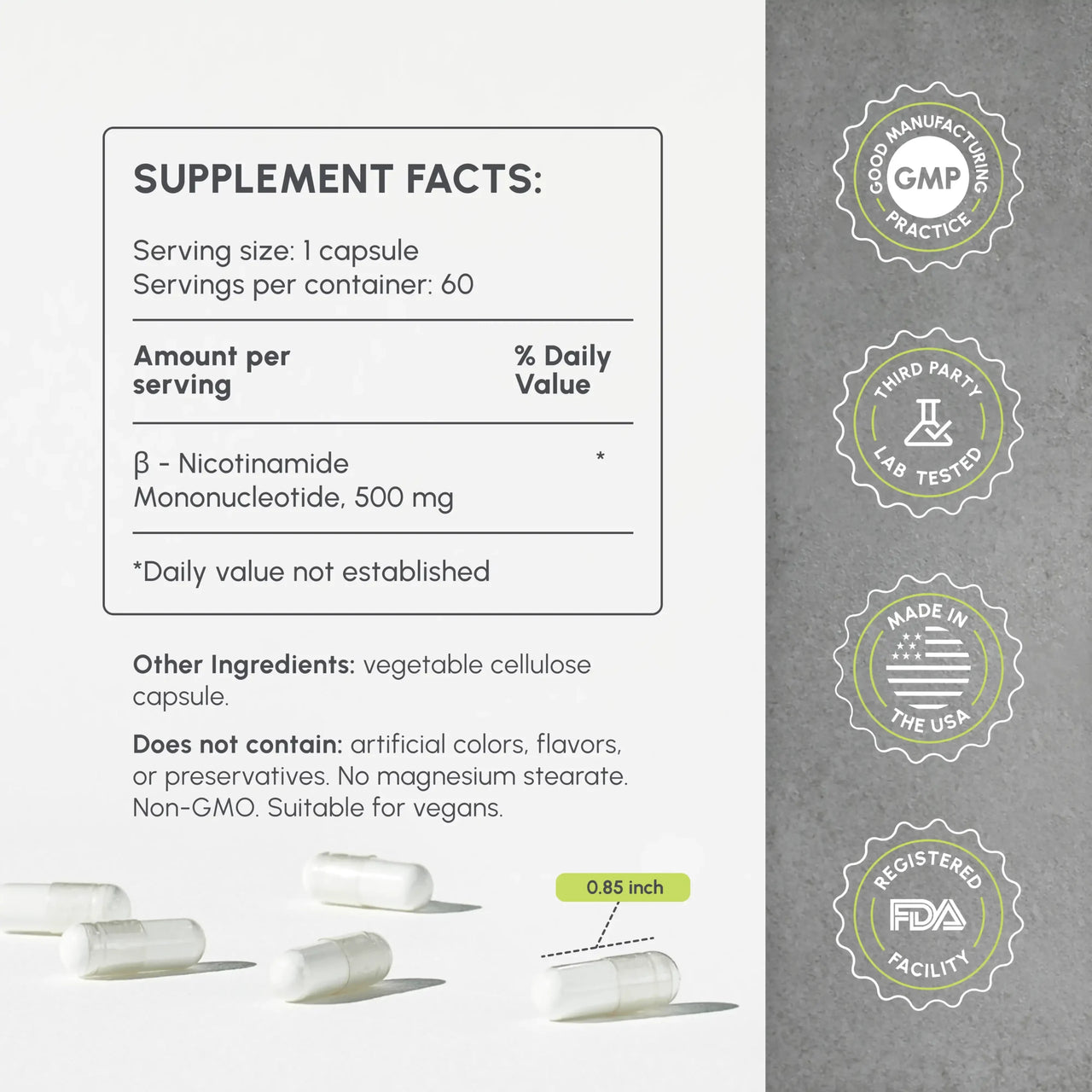 Pure Nicotinamide Mononucleotide Capsules
